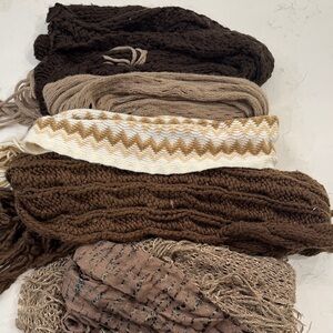 Cozy Brown and Tan Knit Scarves